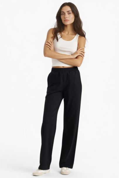 Straight Fit Elastic Waist Sweatpants
