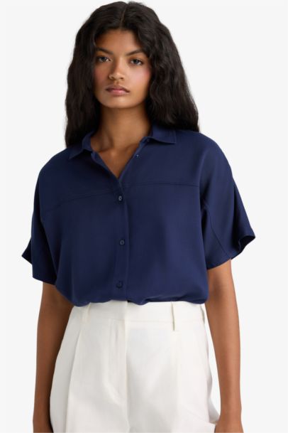 Boxy Fit Shirt Collar Belmando Short Sleeve Shirt