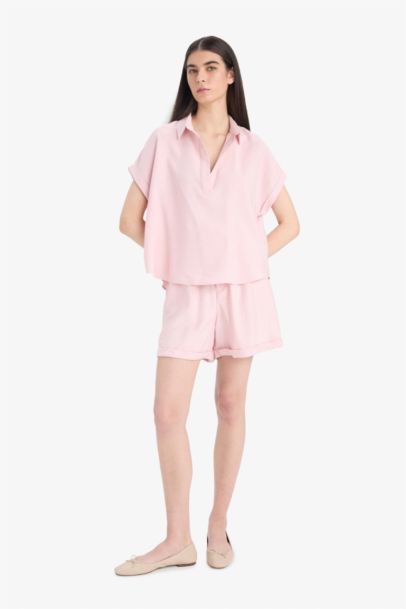 Blouse à col chemise et manches courtes Coupe régulière