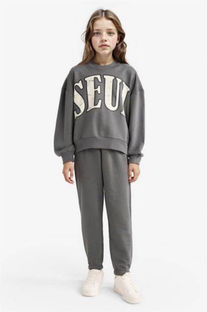 سيت بناتي سويت شيرت وبنطلون بجامة رياضي - قطعتين