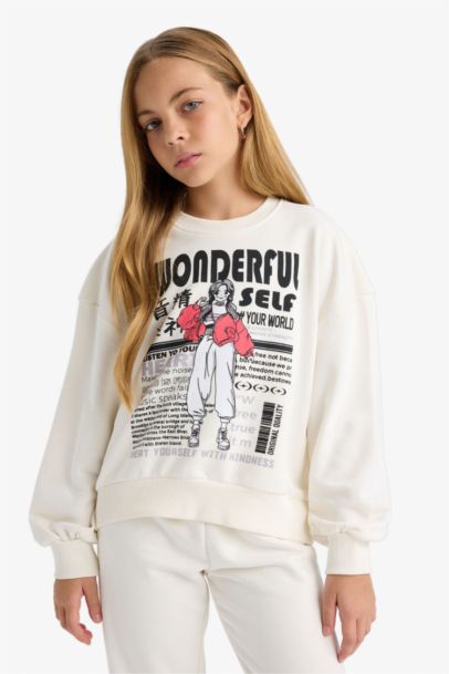 سيت بناتي سويت شيرت وبنطلون بجامة رياضي - قطعتين