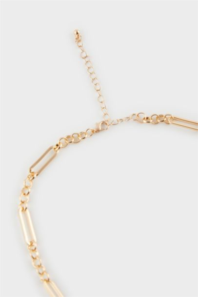 Woman Heart and Key Gold Necklace