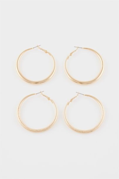 Woman 2 Piece Gold Earrings