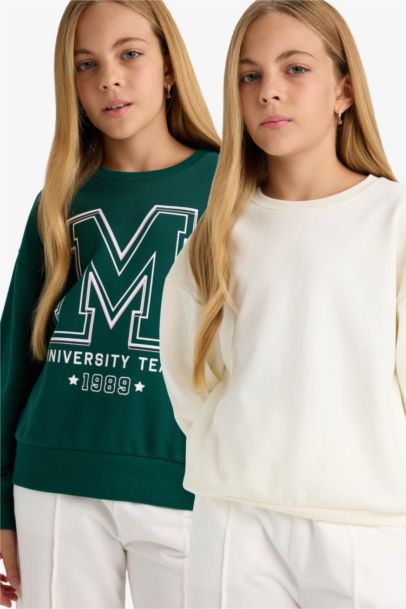 Girl Relax Fit Printed 2 Piece Sweatshirt