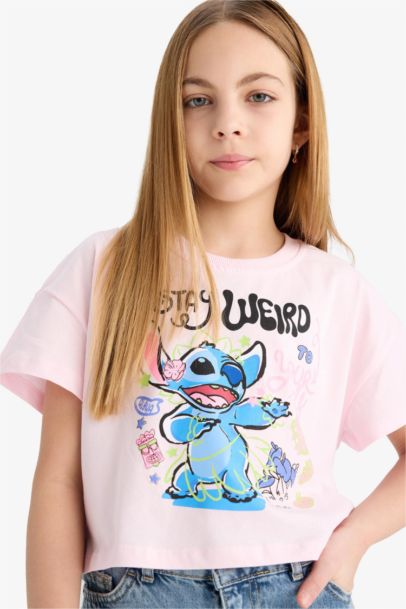 Girl Disney Lilo & Stitch Crew Neck Short Sleeve T-Shirt