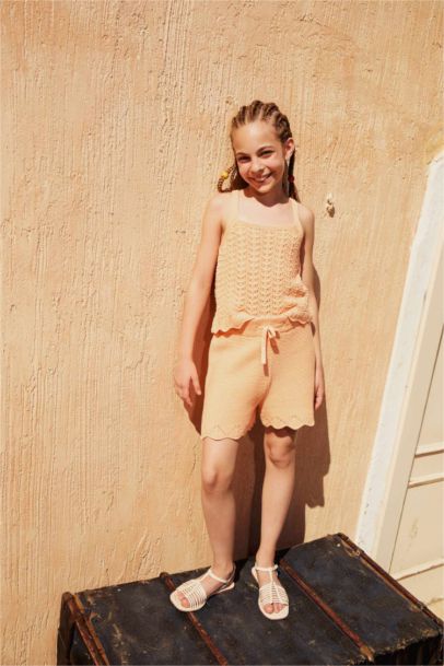 Beli Lastikli Triko Şort Kız Çocuk