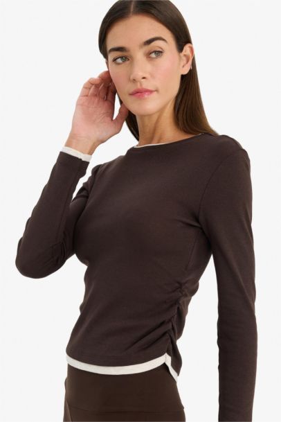 Slim Fit Crew Neck Ribbed Long Sleeve T-Shirt