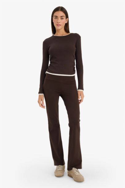 Slim Fit Crew Neck Ribbed Long Sleeve T-Shirt