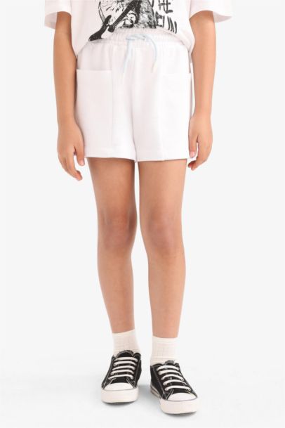 Beli Lastikli Basic Düz Şort Kız Çocuk