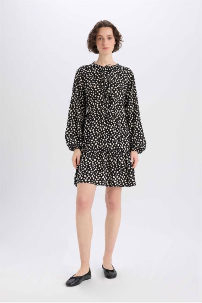 Crew Neck Polka Dot Mini Dress
