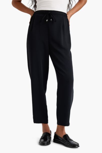 Carrot Fit High Waist Straight Leg Trousers
