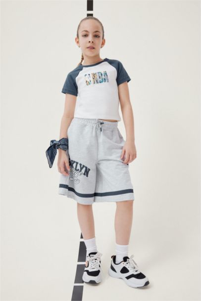 Girl Elastic Waist Printed Shorts