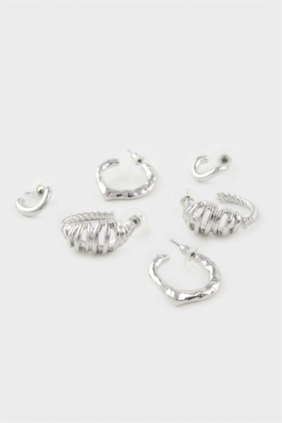 Woman 6 Piece Silver Earrings