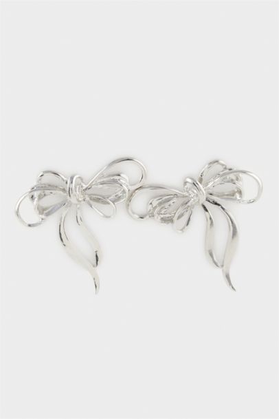 Woman Ribbon Silver Earrings