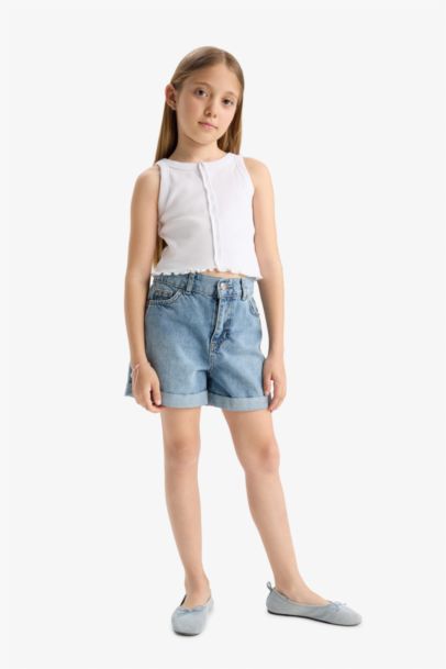 Girl Crew Neck Crop Top