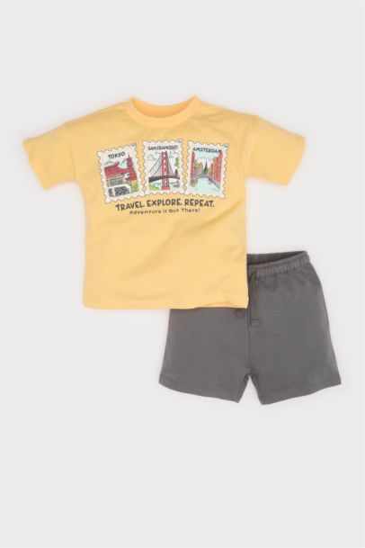 Ensemble T-shirt imprimé et Short à taille élastique pour bébé garçon