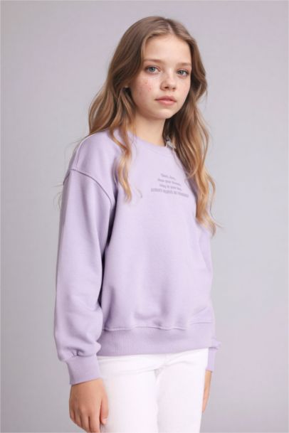 Girl Relax Fit Crew Neck Printed Sweatshirt