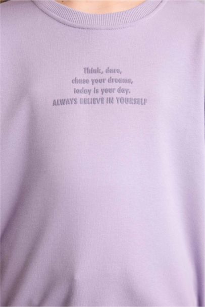 Girl Relax Fit Crew Neck Printed Sweatshirt