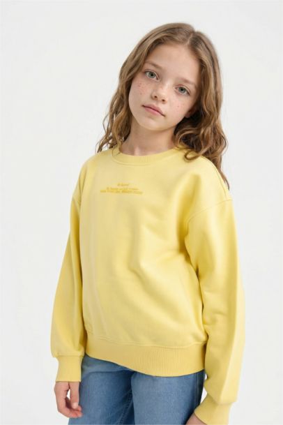 Girl Relax Fit Crew Neck Printed Sweatshirt