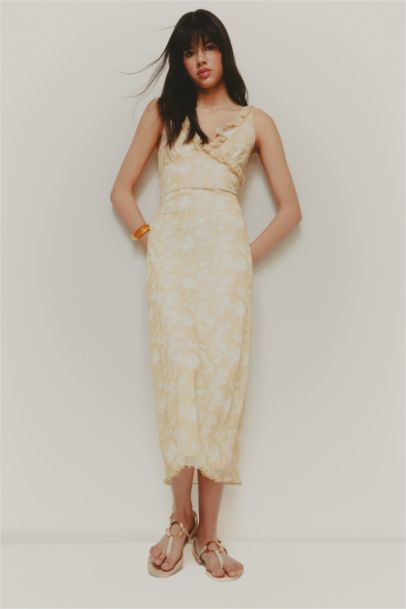 Robe slim en tulle à motif avec bretelles