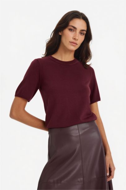 Regular Fit Crew Neck Short Sleeve Knit Pullover