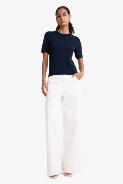 Regular Fit Crew Neck Short Sleeve Knit Pullover