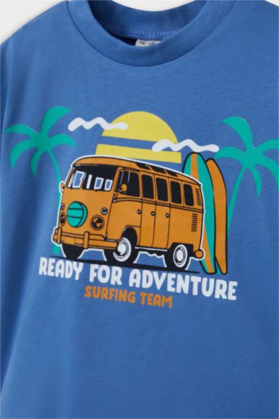 2'li Takım Palmiye Baskılı Kısa Kollu Tişört Beli Lastikli Şort Erkek Bebek