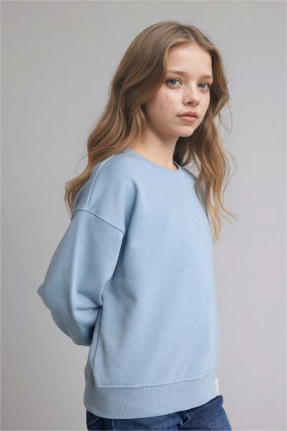 Girl Relax Fit Crew Neck Slogan Print Sweatshirt