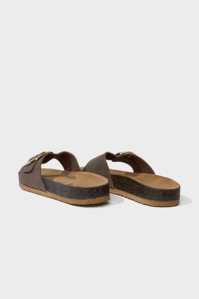 Kadın Düz Taban Tek Bantlı Suni Deri Terlik