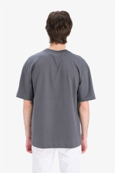 %100 Pamuk Oversize Geniş Kalıp Bisiklet Yaka Basic Düz Kısa Kollu Tişört