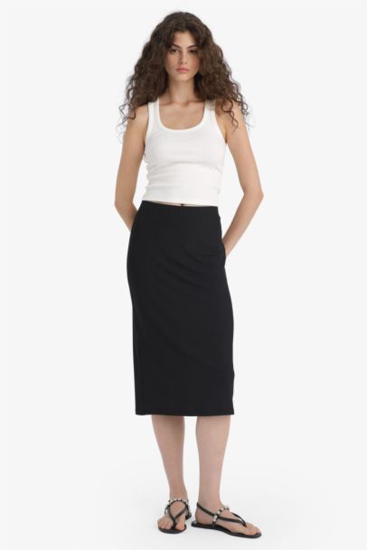 Pencil Skirt Camisole Normal Waist Midi Knitted Skirt