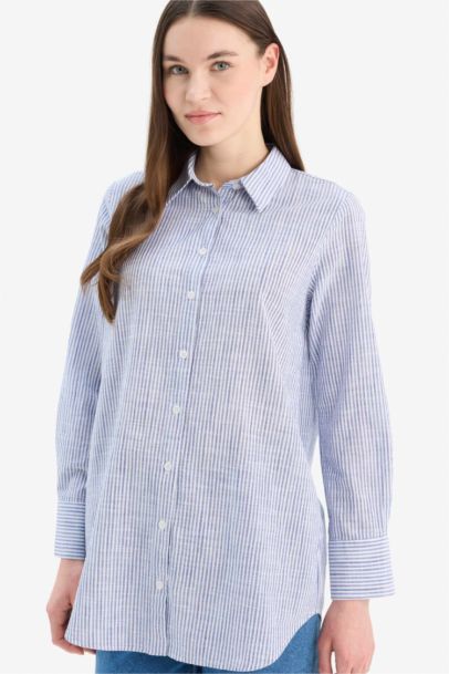 Regular Fit Shirt Collar Long Sleeve Tunic