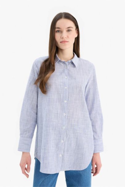 Regular Fit Shirt Collar Long Sleeve Tunic