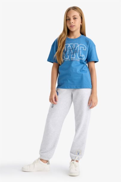 Girl Elastic Waist Printed Jogger Sweatpants