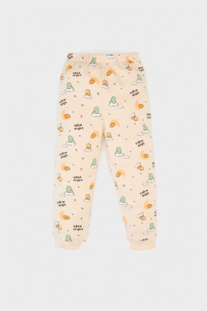 %100 Pamuklu Dinozor Desenli Beli Lastikli Pijama Takımı Erkek Bebek