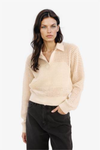 Pull tricot basique à col polo Coupe décontractée