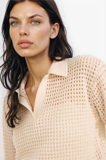 Pull tricot basique à col polo Coupe décontractée