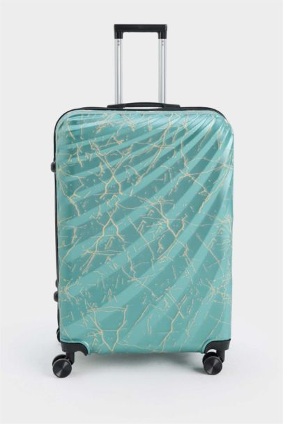 Unisex Sert Kapaklı Çekçekli Büyük Boy Valiz