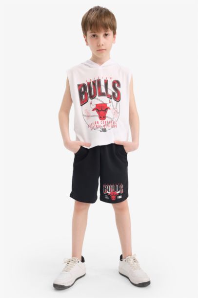 NBA Chicago Bulls 2'li Takım Kapüşonlu Kolsuz Tişört Beli Lastikli Şort Erkek Çocuk