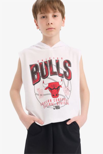 NBA Chicago Bulls 2'li Takım Kapüşonlu Kolsuz Tişört Beli Lastikli Şort Erkek Çocuk