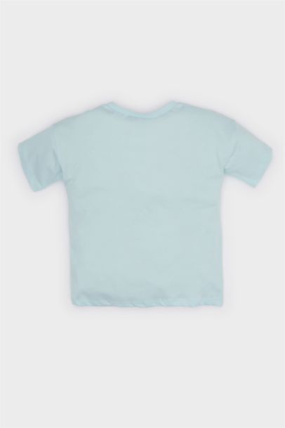 تيشيرت نص كم قصة عادية برقبة مستديرة بطبعة ستيتش