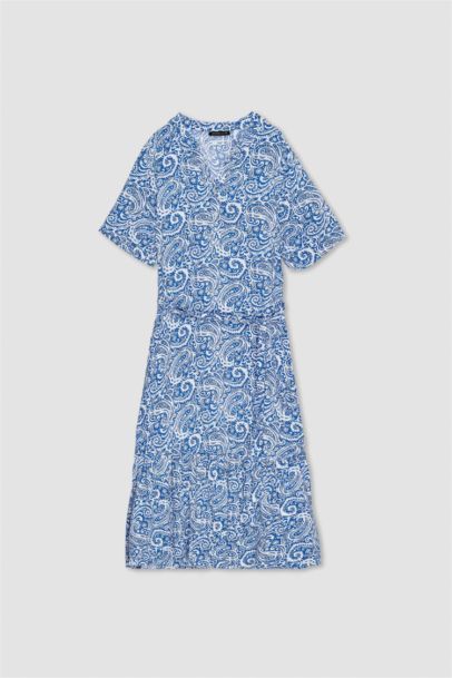 A Line Grandad Collar Printed Dress