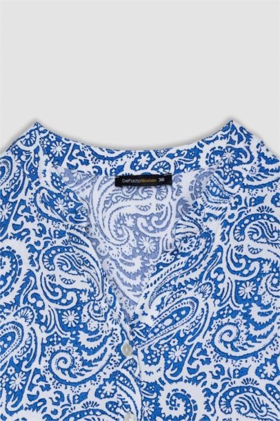 A Line Grandad Collar Printed Dress