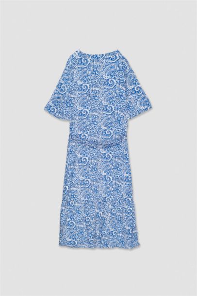 A Line Grandad Collar Printed Dress