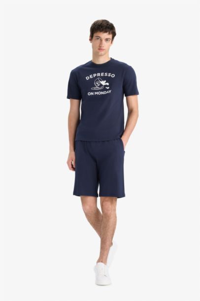 Regular Fit Pijama Takımı Baskılı Kısa Kollu Üst Şort