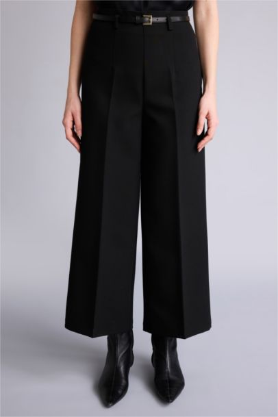 Culotte Fit High Waist Straight Leg Trousers