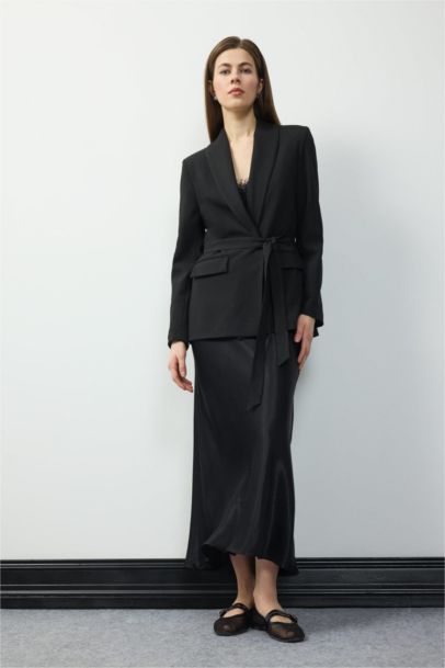 A Cut Satin High Waist Skirt