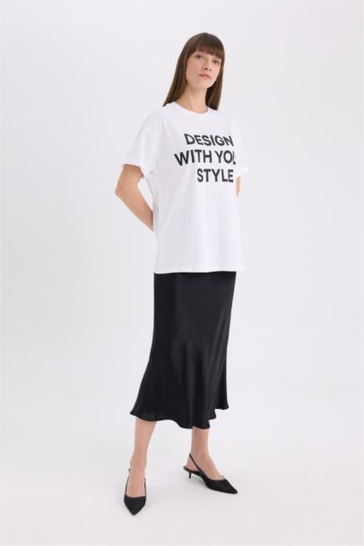 A Cut Satin High Waist Skirt