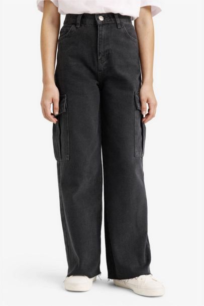 Wide Leg Kargo Geniş Paça Jean Pantolon Kız Çocuk