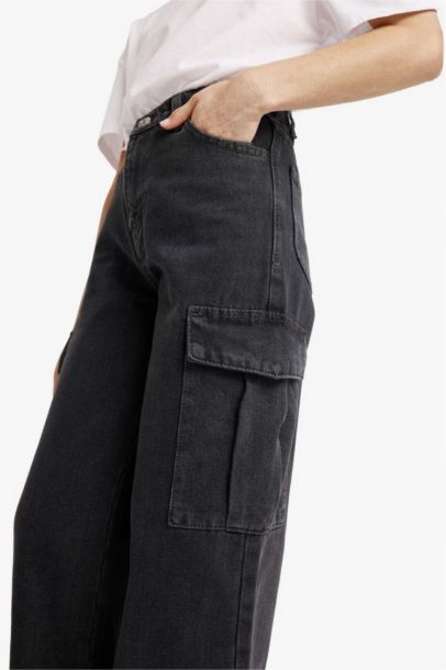 Wide Leg Kargo Geniş Paça Jean Pantolon Kız Çocuk